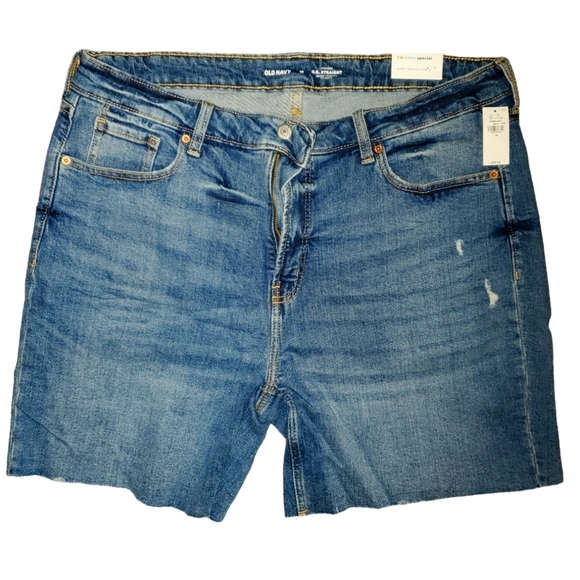 Old Navy Women's Plus Size High Rise O.G Straight Denim Cut Off Shorts - Picture 1 of 6